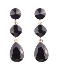 Øreringe - hængeøreringe med sten, sort